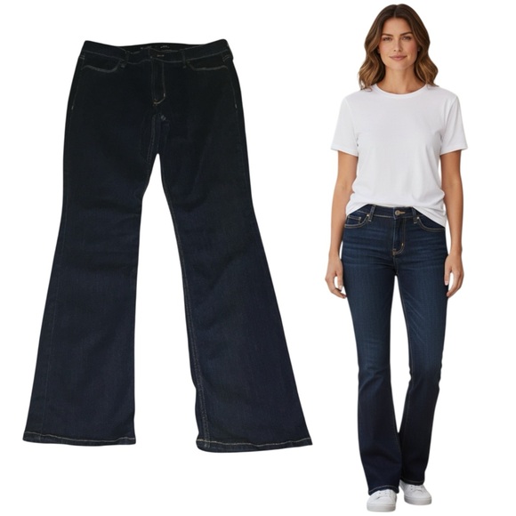 Old Navy Bootcut Mid-Rise Dark Blue Denim Stretch Jeans - Women’s 10 - Picture 1 of 13